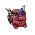 Charm a farfalla smaltato rosa con ali d'argento e dettaglio cuore per bracciali DIY - Stile Creatura Cartoon Rosa (41)