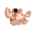 Rose gold crab charm with pink enamel and black stone for bead bracelets - Rose Gold Crab Style (B-29) / 5 Pieces Pack