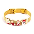 Goldenes Milanaise-Armband mit Weihnachtsanhängern wie Weihnachtsmann und festlichen Socken - Gold Armband