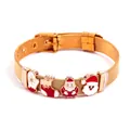 Verstellbares goldenes Edelstahl-Netzarmband mit Weihnachtsmann und Schneeflocken-Anhängern - Roségold Armband