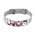 Verstellbares Edelstahl-Netzarmband mit Weihnachtsmann- und Weihnachtsstrumpf-Anhängern - Silber Armband