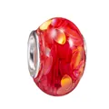 DIY bedel van rode hars met fonkelende gouden lovertjes en zilveren metalen ringen - Rood met Pailletten (Z002)