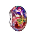 Regenboog iris hars kraal met groot gat, kleurrijke fragmenten en metalen kern - Iriserende Fragmenten (Z007)