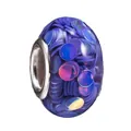 Pandora-stijl hars bedel met paarse en blauwe laser pailletten en zilveren metalen kern - Paars Blauwe Laserschijfjes (Z012)