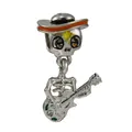 Charm chitarrista teschio in argento con smalto colorato per bracciali DIY - Scheletro Chitarrista Argento