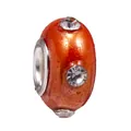 Oranje harskraal met glinsterende textuur en strasstenen voor DIY-armbanden - Oranje Glitter Met Strass (Z036)