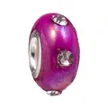 Parelachtige paarse harsbedel met zilveren kern en sprankelende kristallen - Paarsrood Met Strass (Z037)