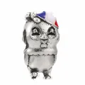 Cartoon bird bead charm in vintage silver with blue, white and red enamel finish - Cartoon Bird Shape