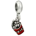 Charm patatine fritte in argento con smalto rosso e scritta Fries per bracciali - Stile Patatine Fritte (FRIES)
