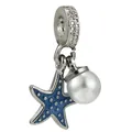 Ciondolo stella marina blu e perla bianca per braccialetti a tema oceano fai-da-te - Combo Perla e Stella Marina