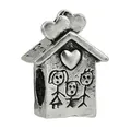 Charm casa in argento con incisione Family e motivo a cuore per bracciali - Stile Casa Famiglia