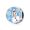 Silver-plated snowman charm with blue enamel and clear zircon for DIY bracelets - Normal Specification / Winter Snowman Style (019)