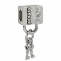 Charm lucchetto d'amore in argento con zirconi e chiavi a cuore per bracciali - Lucchetto Chiave LOVE Argento