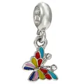 Ciondolo farfalla in argento con ali in smalto colorato e zirconi per bracciali fai-da-te - Stile Farfalla Colorata