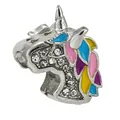 Ciondolo unicorno in argento con smalto colorato e zirconi per bracciali a perline - taglia standard / Stile Unicorno con Strass (45)