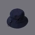 Detail of dark blue quick-dry sun hat with adjustable drawstring and plastic toggle - M (56-58cm) / Navy Blue