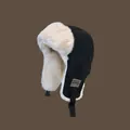 Colbacco invernale nero e crema con ecopelliccia, paraorecchie e fibbia regolabile - M (56-58cm) / Nero