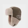 Colbacco invernale verde militare con calda fodera in ecopelliccia e ricamo CLA - M（56-58cm） / Caffè