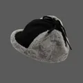 Dettaglio della fodera in finta pelliccia grigia e tessuto nero del cappello invernale - M (56-58cm) / Nero