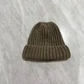 Thick ribbed knit beanie in khaki brown with wide cuff design for winter warmth - M (56-58cm) / Mocha