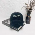Distressed black baseball cap with white ZERO 3D embroidery and vintage ripped details - M (56-58cm) / Black