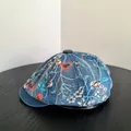 Gorra de repartidor retro de mezclilla con estampado floral y botón decorativo mujer - Azul