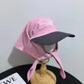 Roze zonwerende hoed met nekflap en Nice-borduurwerk voor buiten kamperen - M (56-58cm) / Roze