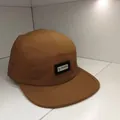 Retro caramelbraune 5-Panel-Baseballkappe mit MY FAVORITE-Patch und Metallösen für Stil - M (56-58cm) / Kaffeebraun