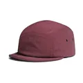 Detailed macro view of wine red camper hat with ripstop texture and metal eyelets - Burgundy