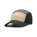 5-Panel Colorblock Baseball Cap in Khaki, Grau und Schwarz, schnelltrocknendes Nylon - M (56-58cm) / Schwarz