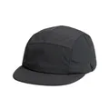 Close-up of the breathable ripstop fabric and stitching on the dark grey 5-panel outdoor hat - M (56-58cm) / Black