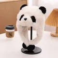 Dettaglio del cappello a panda in peluche con paraorecchie in pelliccia sintetica e pompon - Taglia per Bambini / Bianco Sporco