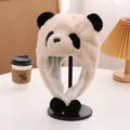 Dettaglio cappello panda in peluche con paraorecchie e morbida pelliccia sintetica calda - Taglia per Bambini / Cachi