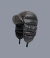 Detailansicht der schwarzen, wasserdichten Fliegermütze mit verstellbarer Schnalle und Fütterung - M (56-58cm) / Schwarz