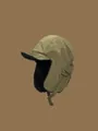 Dettaglio del cappello da aviatore verde oliva con fodera in pelliccia nera e sottogola - M(56-58cm) / Verde militare
