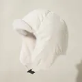 Gorro de aviador crema de invierno con tejido cortavientos y forro de piel sintética - M (56-58cm) / Blanco