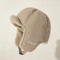 Detalle de gorro de aviador caqui con forro de piel sintética y correa ajustable para barbilla - M (56-58cm) / Caqui