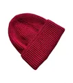 Primer plano del gorro de punto color vino tinto con textura de canalé y doblez - M / Burdeos