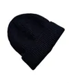 Detalle del gorro de punto acanalado negro con textura de tejido y material elástico - M / Negro