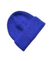 Detalle del gorro de punto acanalado azul Klein mostrando la textura suave y el dobladillo - M / Azul Zafiro