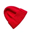 Detalle del gorro rojo de punto acanalado con tejido elástico y diseño de dobladillo - M / Rojo