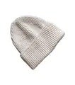 Primer plano de la textura de punto acanalado crema en un gorro de invierno doblado - M / Beige