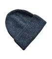 Primer plano del gorro de punto gris oscuro con textura de canalé y borde de dobladillo - M / Gris oscuro