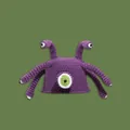 Funny purple knitted octopus hat with large cartoon eye and 3D tentacles for winter warmth - M (56-58cm) / Purple