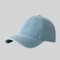 Berretto da baseball vintage in denim celeste lavato per uomo e donna con angolo di 45 gradi - M (56-58cm) / Blu Medio