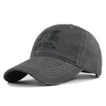 Dunkelgraue Baseballkappe im Vintage-Look mit Kreuzstickerei und gewaschenem Baumwollstoff - M (56-58cm) / Grau