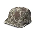 Detailed view of the camouflage 5-panel cap featuring a short soft brim and metal eyelets - M(56-58cm) / Camouflage Camel