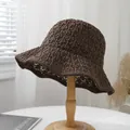 Classico cappello pescatore all'uncinetto marrone scuro con maglia traforata traspirante per mare - M (56-58cm) / caffè