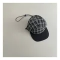 Verstelbare zwart-wit geruite 5-panel cap met platte rand voor een outdoor-stijl - M / Zwart