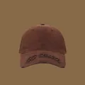 Cappellino da baseball vintage marrone scuro in cotone lavato con ricamo e strappi - M (56-58cm) / caffè